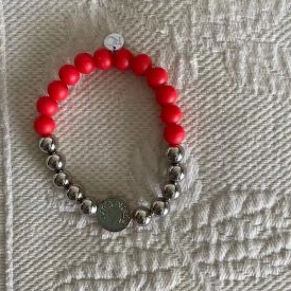 Rustic Cuff - Silver & Red Beaded - Picture 2 of 5